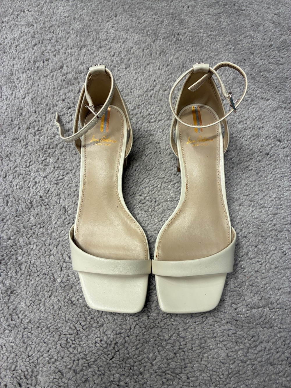 Sam Edelman Ankle-Strap Square-Toe Sandal in Cream - Women
